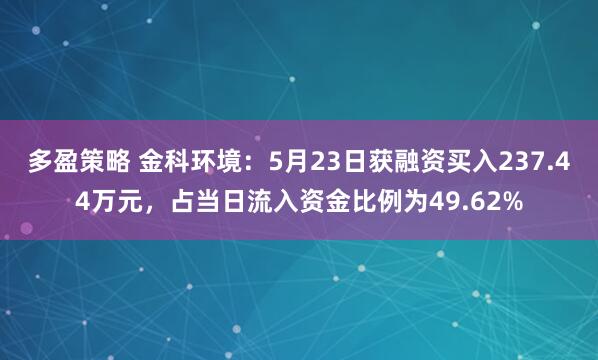 多盈策略 金科环境：5月23日获融资买入237.44万元，占当日流入资金比例为49.62%