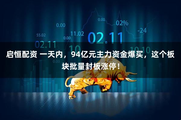 启恒配资 一天内，94亿元主力资金爆买，这个板块批量封板涨停！