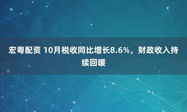 宏粤配资 10月税收同比增长8.6%,财政收入持续回暖